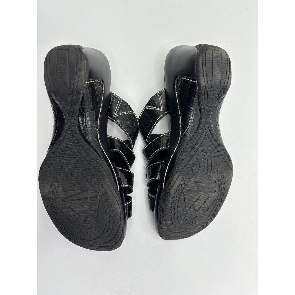 Rialto Velocity Open Toe Slip On Clogs Comfort Sandals Croc Print Black 7.5 M - Picture 5 of 6